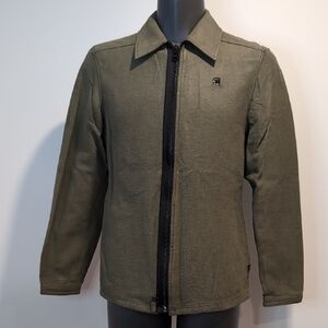 G Star Raw Olive Green Zip-Up Flannel Jacket
